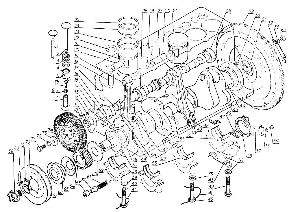 Схема коленвал газ 53